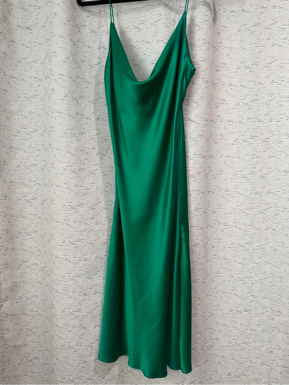 Jennifer Hope Emerald Silk Slip Dress with Cowl Neck
